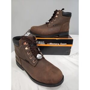 NEW SIZE 11 Skechers Womens Work Ravlas Steel Toe Boots CDB Brown Leather 108013